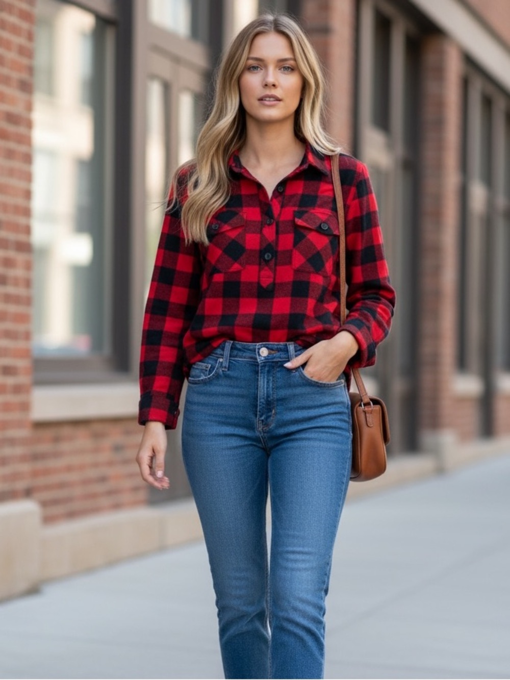 MADEWELL BUFFALO PLAID CABINCORE 3/4 BUTTON PULLOVER FLANNEL SHIRT SIZE LARGE